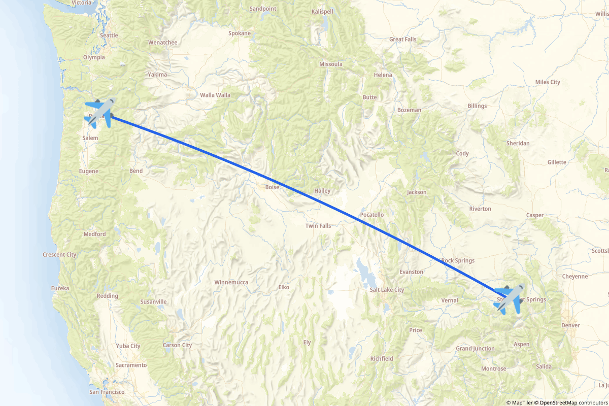 Map of the Portland to Hayden route
