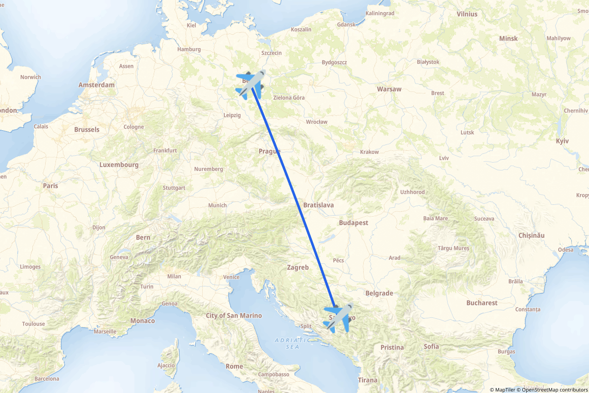 Map of the Berlin to Sarajevo route