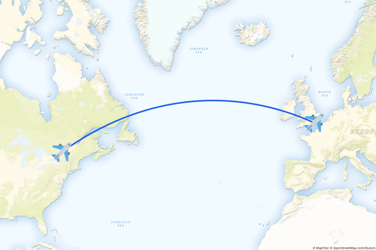 Map of the Ottawa to London route