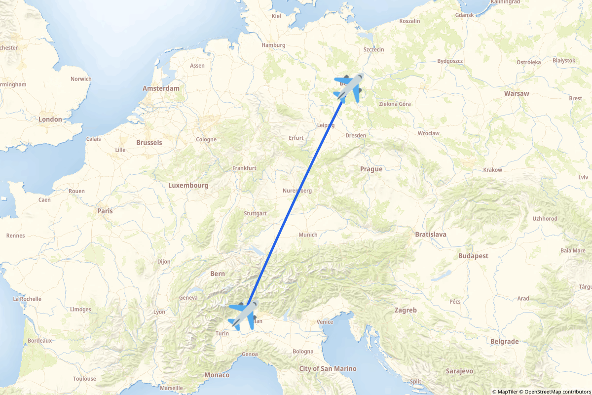 Map of the Berlin to Ferno route