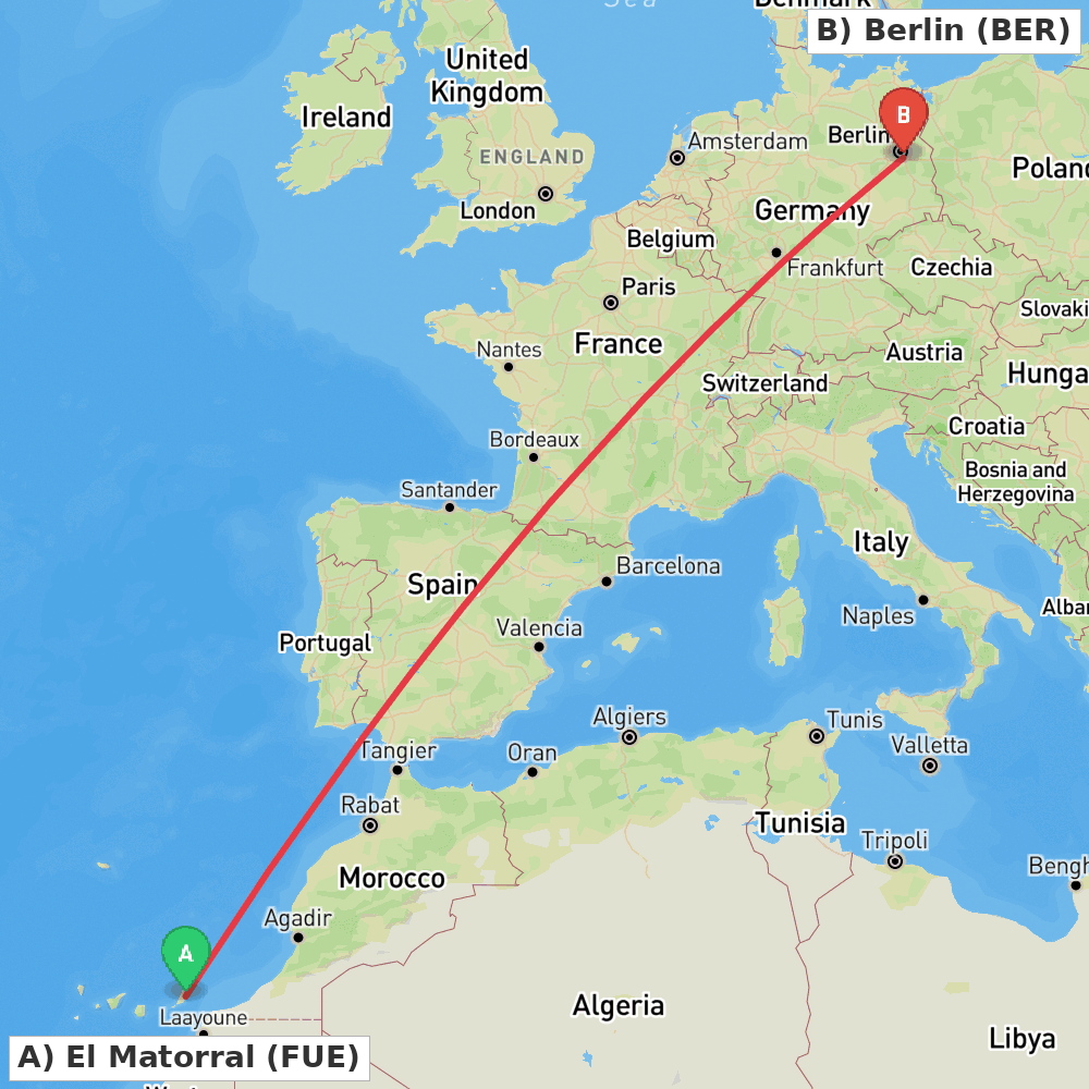 Flight route map from El Matorral to Berlin