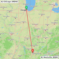 Route map for KMDW-KBNA