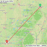 Route map for KSTL-KDFW