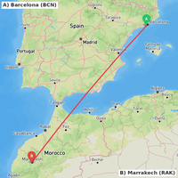 Route map for LEBL-GMMX