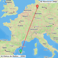 Route map for LEPA-EDDV