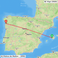 Route map for LEPA-LEVX