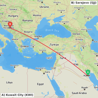 Route map for OKKK-LQSA