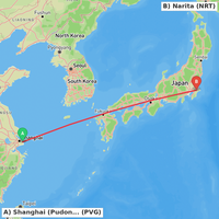 Route map for ZSPD-RJAA